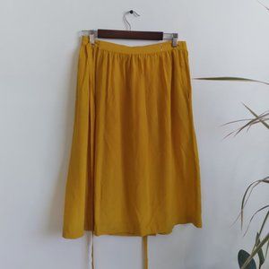 Vintage Morelle yellow pure silk wrap skirt  | M